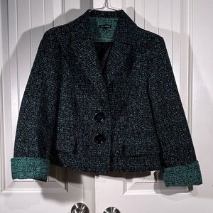 Vintage Black and Green Tweed Blazer